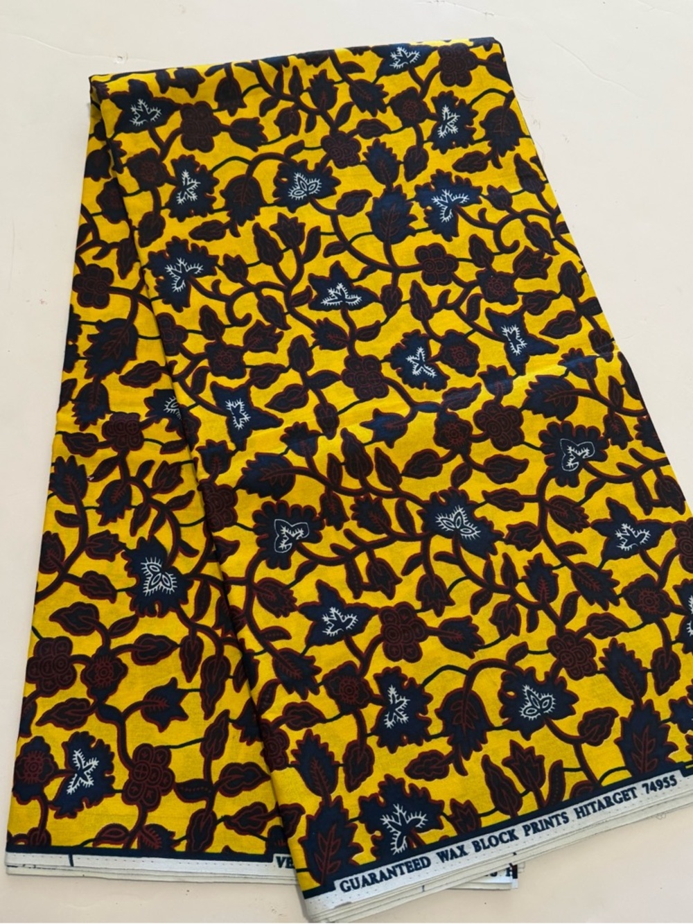 Yellow Floral Print Cotton Fabric